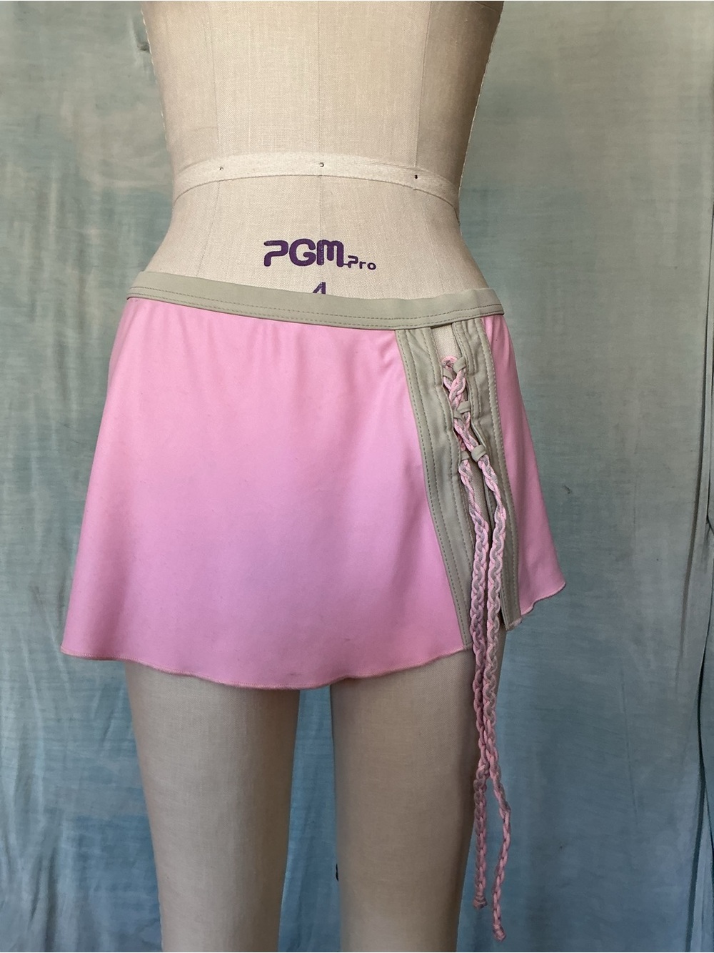 Vintage Deadstock Pan Dulce Pink Lace-Up Swim Cover-Up Skirt NWT Made USA